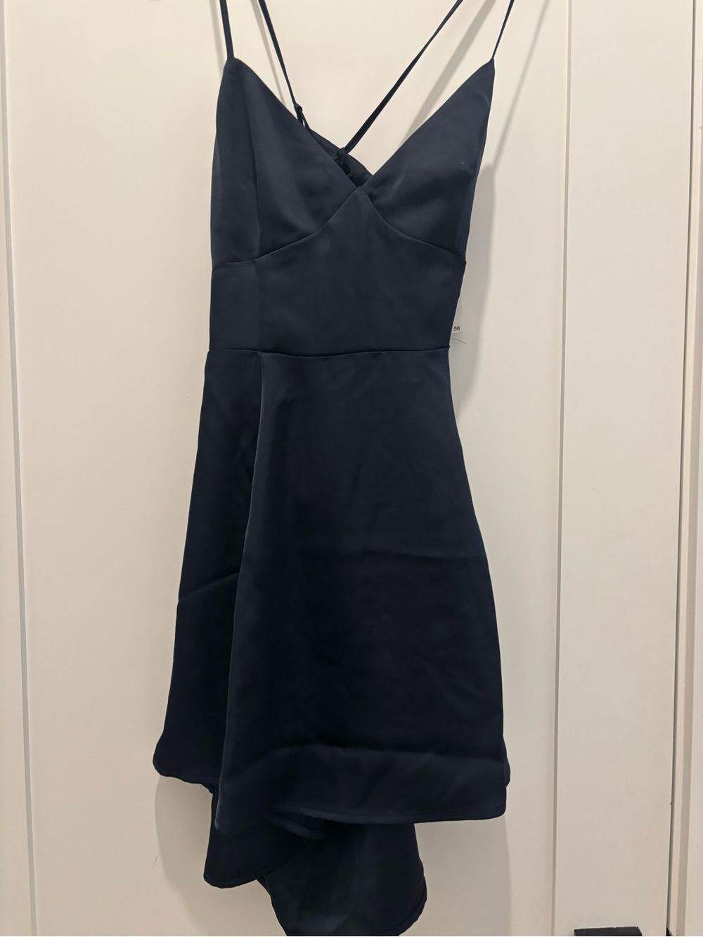 Nordstrom Navy Satin Mini Slip Dress with Double Spaghetti Straps